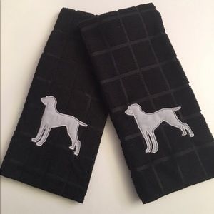 NEW Two (2) Weimaraner Kitchen towels Embroidered Personalized Made to order